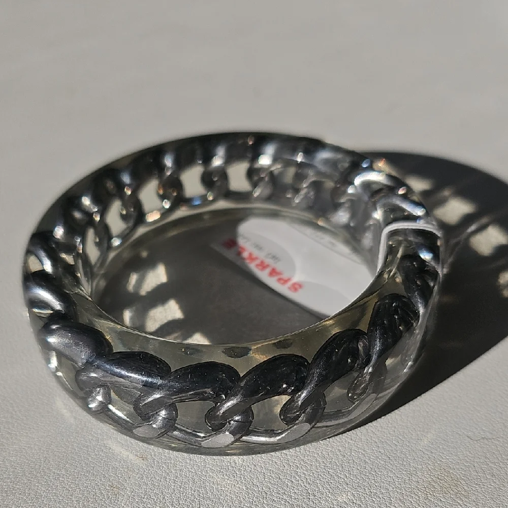 Chunky Silver Chain Link Bangle Bracelet